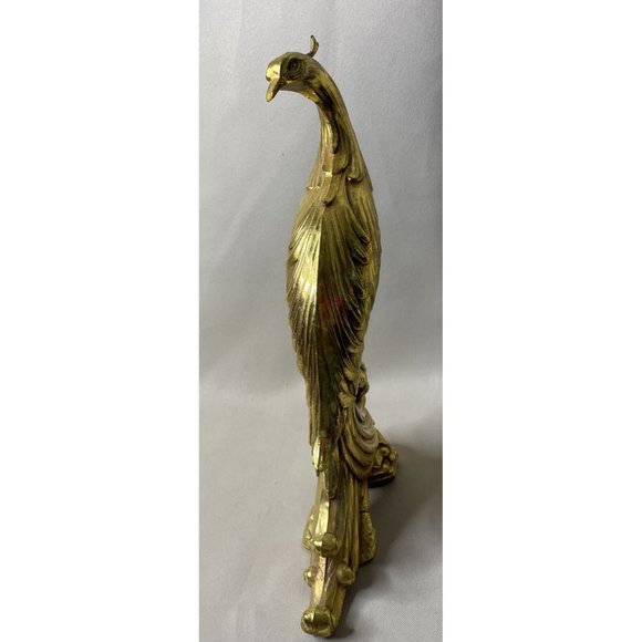 Pair Of Syroco Gold Gilt Pheasant Peacock Bird Figurines Hollywood Regency MCM - Picture 6 of 12